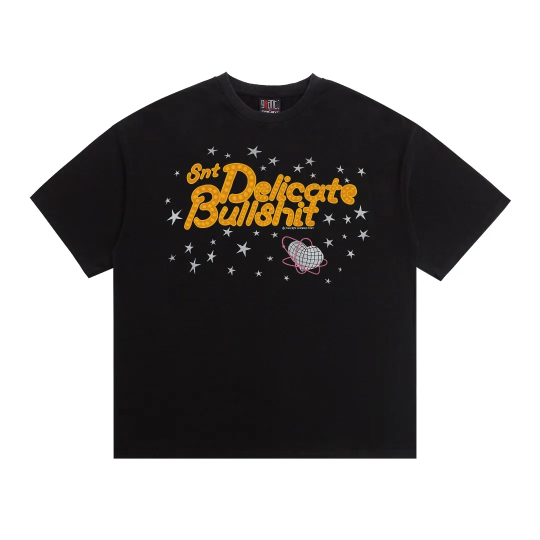 SAINT MICHAEL discount little star washed distressed retro printed Vintage loose short-sleeved T-shirt. Digital white ink direct printing. The fabric is breathable and the pattern is three-dimensional and clear. Fabric: Double yarn 240g Style number: S860 Size: S-M-L-XL Color: Washed black Price: P118